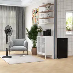 HOMCOM Three Mode Pedestal Fan, with Insect Repellant Box and LED Panel - Black - 9