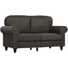 HOMCOM Two-Seater Mid-Century Sofa, with Pocket Springs - Dark Brown - 1