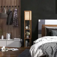 HOMCOM Three-Shelf Standing Lamp - Natural - 8