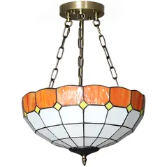 HOMCOM Tiffany Style Ceiling Light, Vintage Chandelier with 3 E27 Sockets, Semi Flush Mount for Living Room, Bulbs Not Included - 1