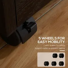 HOMCOM Three-Drawer Lockable Filing Cabinet - Black - 7