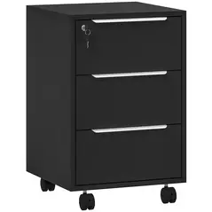 HOMCOM Three-Drawer Locking Filing Cabinet - Black - 1