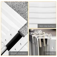 HOMCOM Textured Aluminum Folding Wheelchair Ramp, 183 x 72 cm Portable Threshold Ramp, for Scooter Steps Home Stairs Doorways - 5