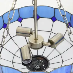 HOMCOM Tiffany Style Ceiling Light, Vintage Chandelier with 3 E27 Sockets, Semi Flush Mount for Living Room, Bulbs Not Included - 9