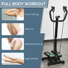 HOMCOM Twister Stepper, Step Machine w/ Resistance Bands, LCD Display and Handlebar, Steppers for Exercise Workout Home Gym Office - 5