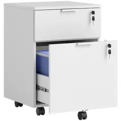 HOMCOM Two-Drawer Lockable Filing Cabinet - White - 1