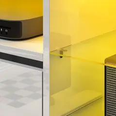 HOMCOM TV Stand Cabinet with LED Lights - High Gloss White - 9