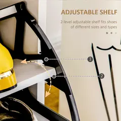 HOMCOM Three Drawer Slim Shoe Storage Cabinet, 12 Shoe Pairs - White - 5