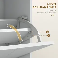 HOMCOM Two Flip Drawer Narrow Shoe Cabinet - White - 5