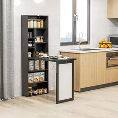 HOMCOM Three-Part Work Desk, with Storage and Writing Board - Black - 8