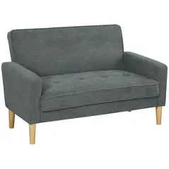 HOMCOM Two-Seater Velvet-Feel Sofa - Grey - 1