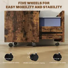 HOMCOM Two-Drawer Lockable Filing Cabinet - Black and Rustic Brown - 7