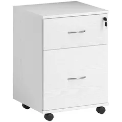 HOMCOM Two Drawer Lockable Filing Cabinet - White Wood Grain - 1