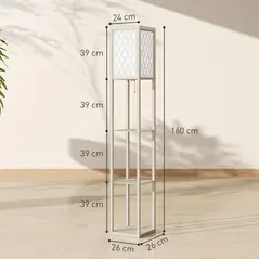 HOMCOM Three-Shelf Standing Lamp - Oak/White - 3