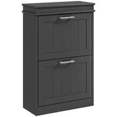 HOMCOM Two-Drawer Minimalistic 10-Shoe Cabinet - Black - 1