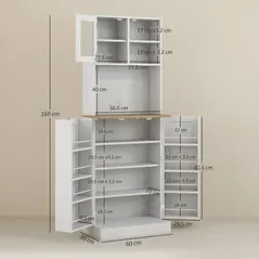 HOMCOM Two-Part Kitchen Storage Cabinet - White - 3