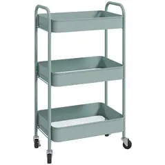 HOMCOM Three-Tier Steel Storage Trolley - Light Blue - 1