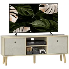 HOMCOM TV Cabinet Stand Unit for TVs up to 50'' with Foldable Drawers, Entertainment Centre for Living Room Natural - 1