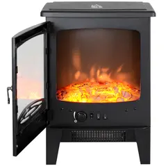 HOMCOM Tempered Glass Casing Electric Fireplace, Freestanding Electric Fire with Realistic Flame Effect, Log Burner with Overheat Protection, 950w/ 1850W, Black - 8