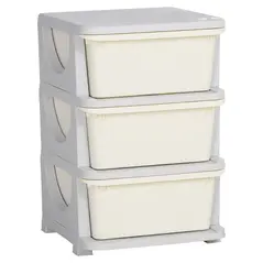 HOMCOM Three-Tier Kids Storage Boxes, with Three Drawers - White - 1