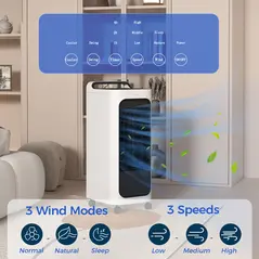 HOMCOM Three-Cool Air Conditioner, with Ice Pack and Remote - White - 6