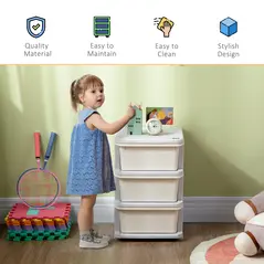HOMCOM Three-Tier Kids Storage Boxes, with Three Drawers - White - 7