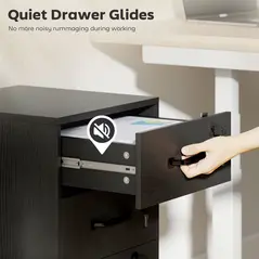 HOMCOM Three Drawer Wood-Effect Filing Cabinet - Black - 6