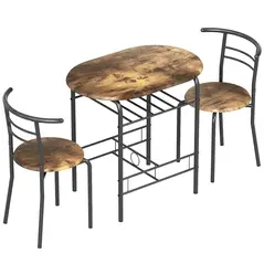 HOMCOM Three-Piece Compact Dining Set - Rustic Brown - 1