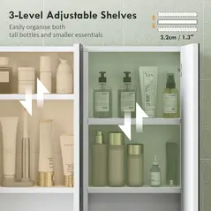 HOMCOM Three-Mirror Bathroom Storage Cabinet - White - 5