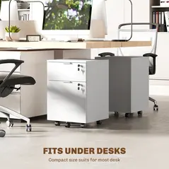 HOMCOM Two-Drawer Lockable Filing Cabinet - White - 8