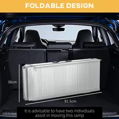 HOMCOM Textured Aluminum Folding Wheelchair Ramp, 183 x 72 cm Portable Threshold Ramp, for Scooter Steps Home Stairs Doorways - 7