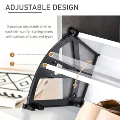 HOMCOM Two Drawer Shoe Cabinet Home Storage Organiser w/ Groove Handles Adjustable Shelves Modern Boxy Rack Hallway Bedroom Furniture - 6