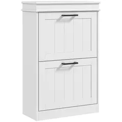 HOMCOM Two-Drawer Minimalistic 10-Shoe Cabinet - White - 1