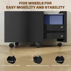 HOMCOM Two-Drawer Lockable Filing Cabinet - Black - 7