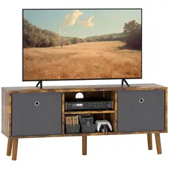 HOMCOM TV Cabinet Stand Unit for TVs up to 50'' with Foldable Drawers, Entertainment Centre for Living Room Rustic Brown - 1