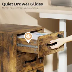 HOMCOM Three Drawer Wood-Effect Filing Cabinet - Rustic Brown - 6