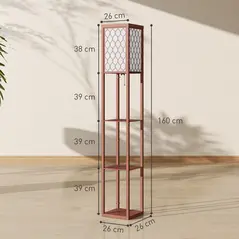 HOMCOM Three-Shelf Standing Lamp - Brown/White - 3
