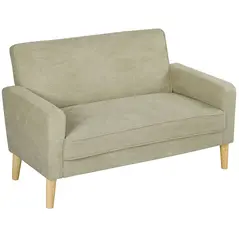 HOMCOM Two-Seater Velvet-Feel Sofa - Beige - 1