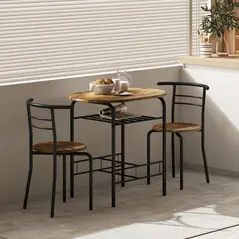 HOMCOM Three-Piece Compact Dining Set - Rustic Brown - 8