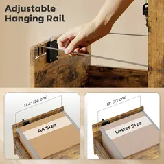 HOMCOM Three Drawer Wood-Effect Filing Cabinet - Rustic Brown - 5