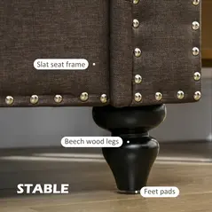 HOMCOM Two-Seater Mid-Century Sofa, with Pocket Springs - Dark Brown - 6