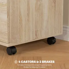 HOMCOM Two Drawer Lockable Filing Cabinet - Wood-Effect - 5