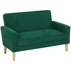 HOMCOM Two-Seater Velvet-Feel Sofa - Green - 1