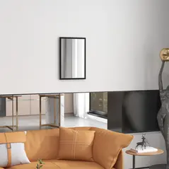 HOMCOM Wall Bathroom Mirror, 60 x 40 cm Wall-Mounted Mirror for Living Room, Bedroom, Hallway, Black - 9