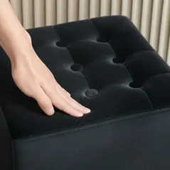 HOMCOM Velvet-Feel Square Ottoman - Grey - 8