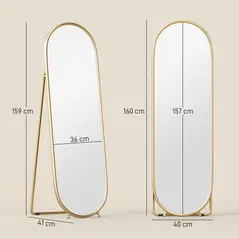 HOMCOM Two-Way Curved Full Length Mirror - Gold Tone - 3