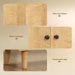 HOMCOM Vintage Storage Cabinet with Double Chevron Doors and Pine Wood Legs, Side Cabinet for Living Room, Kitchen, Bedroom - 7