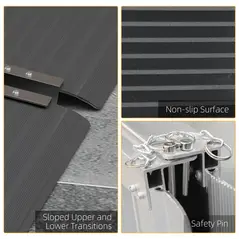 HOMCOM Wheelchair Ramp, 152L x 73Wcm, 272KG Capacity, Folding Aluminium Threshold Ramp with Non-Skid Surface, Transition Plates Above and Below for Home, Steps, Stairs, Curbs, Doorways - 5