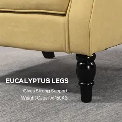 HOMCOM Wingback Accent Chair, Retro Upholstered Button Tufted Occasional Chair for Living Room and Bedroom, Yellow - 7