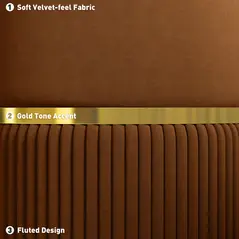 HOMCOM Velvet-Feel Storage Ottoman - Brown - 5